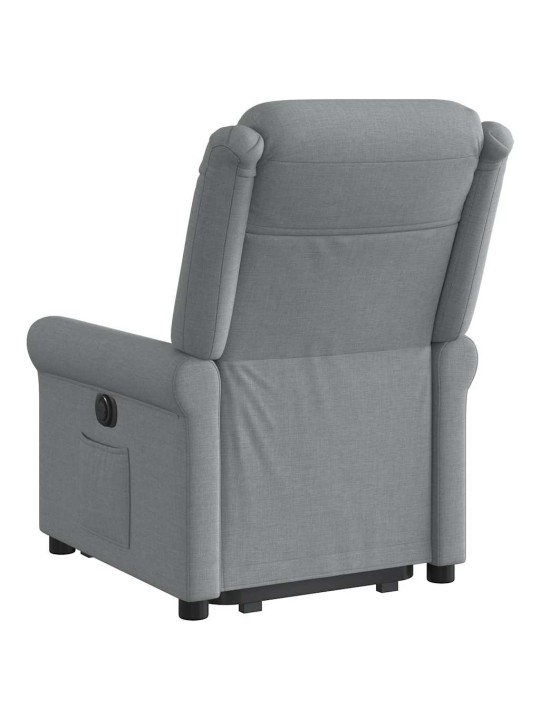 Zvedací polohovací křeslo světle šedé textil