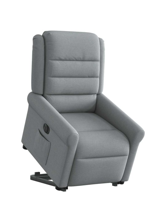 Elektrické zvedací polohovací křeslo světle šedé textil