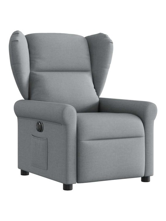 Elektrické polohovací křeslo světle šedé textil