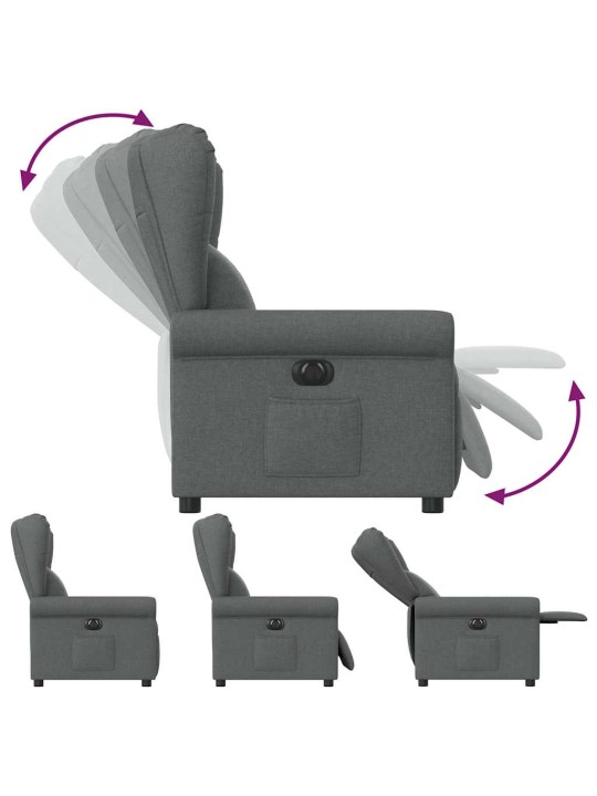 Elektrické polohovací křeslo tmavě šedé textil