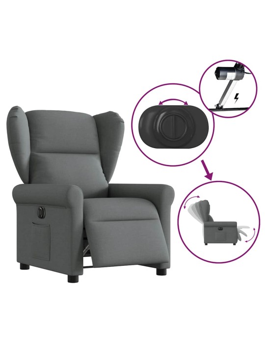 Elektrické polohovací křeslo tmavě šedé textil