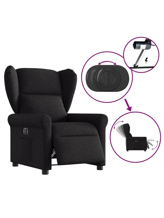 Elektrické polohovací křeslo černé textil