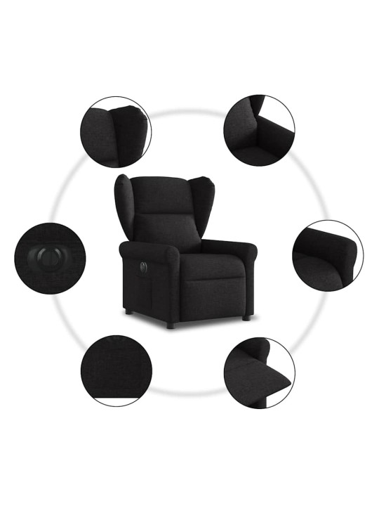 Elektrické polohovací křeslo černé textil