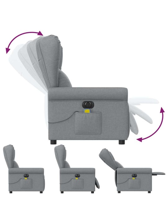 Elektrické masážní polohovací křeslo světle šedé textil