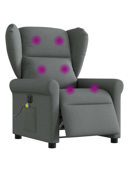 Elektrické masážní polohovací křeslo tmavě šedé textil