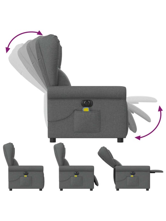 Elektrické masážní polohovací křeslo tmavě šedé textil