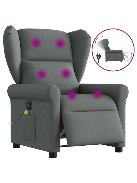 Elektrické masážní polohovací křeslo tmavě šedé textil