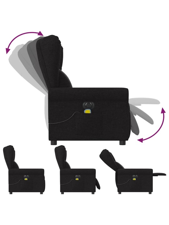 Elektrické masážní polohovací křeslo černé textil