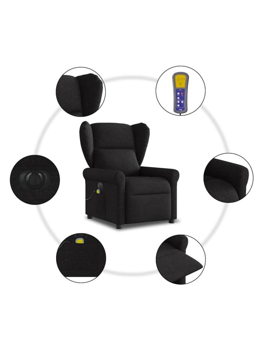 Elektrické masážní polohovací křeslo černé textil