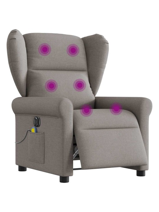 Elektrické masážní polohovací křeslo taupe textil