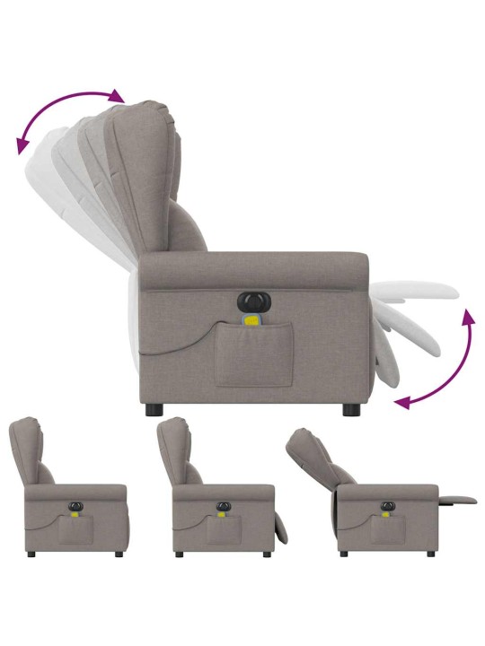 Elektrické masážní polohovací křeslo taupe textil