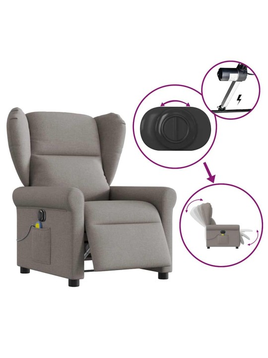 Elektrické masážní polohovací křeslo taupe textil