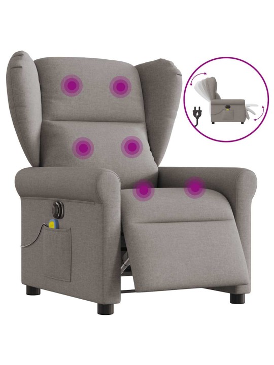 Elektrické masážní polohovací křeslo taupe textil