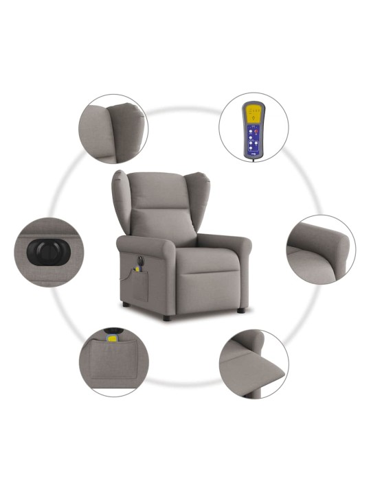 Elektrické masážní polohovací křeslo taupe textil