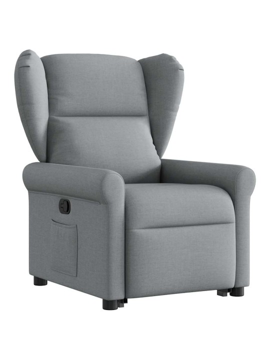Zvedací polohovací křeslo světle šedé textil