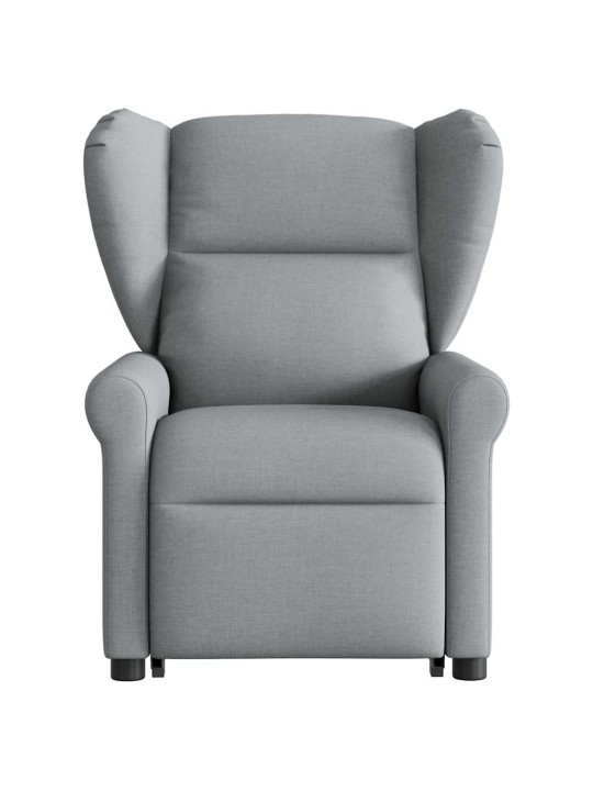 Zvedací polohovací křeslo světle šedé textil