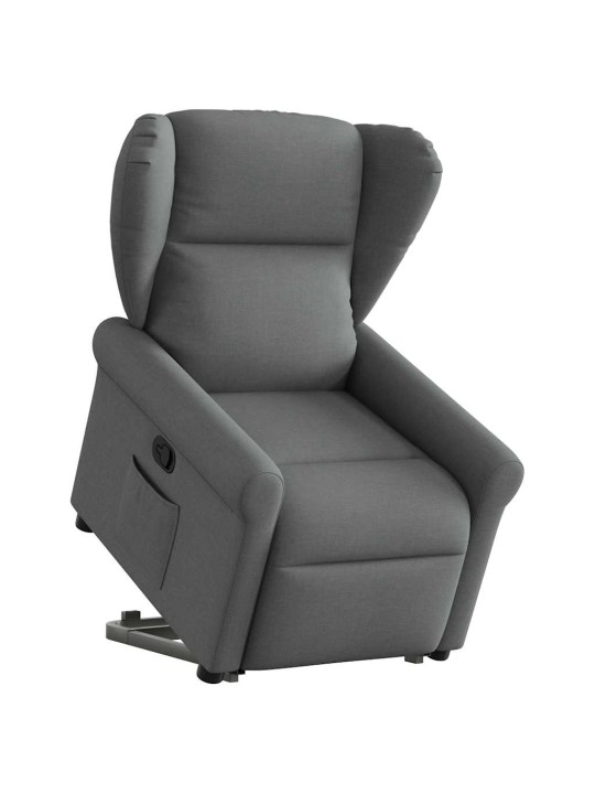 Zvedací polohovací křeslo tmavě šedé textil