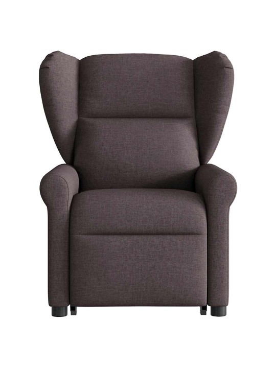 Zvedací masážní polohovací křeslo tmavě hnědé textil