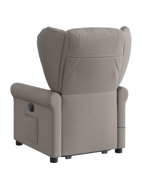 Zvedací masážní polohovací křeslo taupe textil