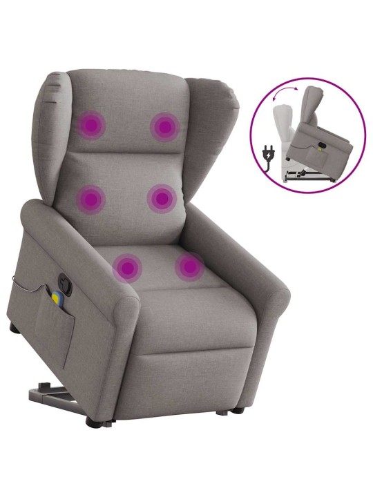 Zvedací masážní polohovací křeslo taupe textil