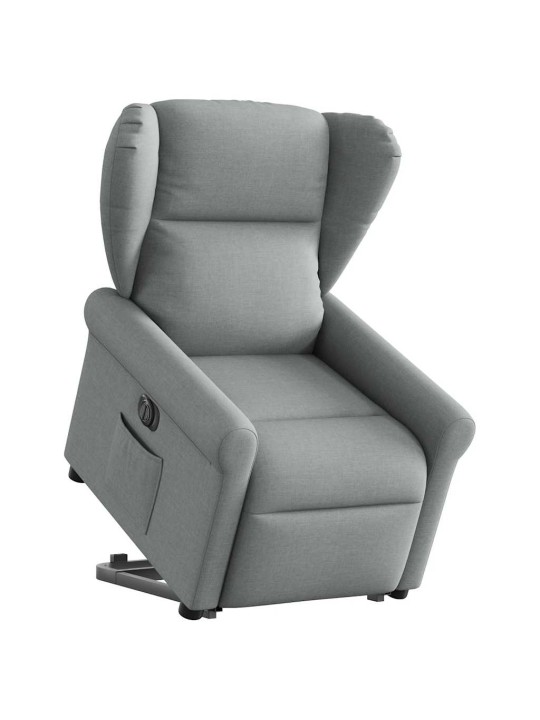 Elektrické zvedací polohovací křeslo světle šedé textil