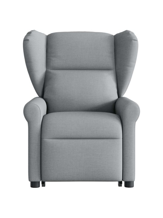 Elektrické zvedací polohovací křeslo světle šedé textil