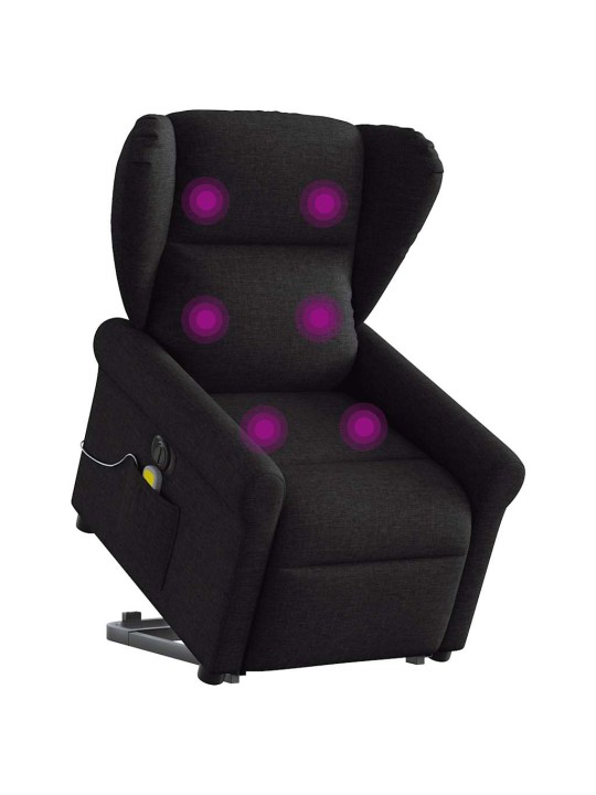 Elektrické zvedací masážní polohovací křeslo černé textil
