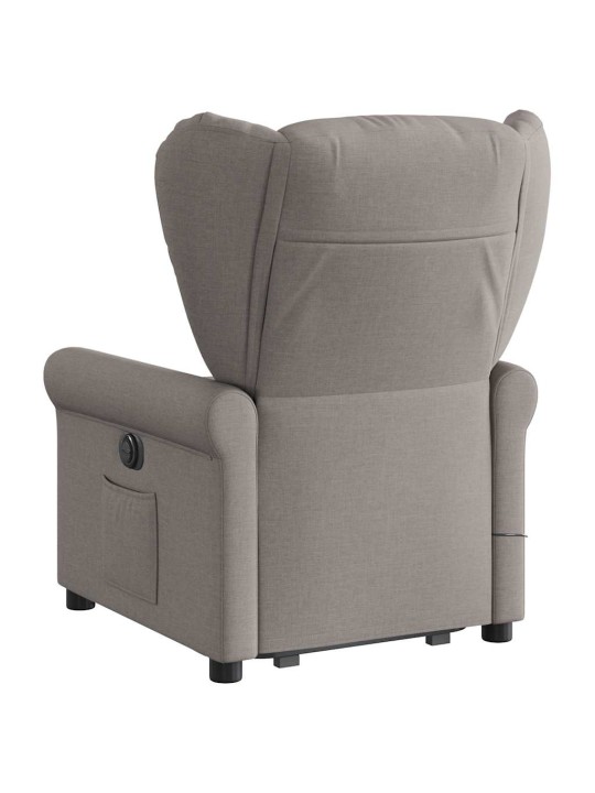 Elektrické zvedací masážní polohovací křeslo taupe textil