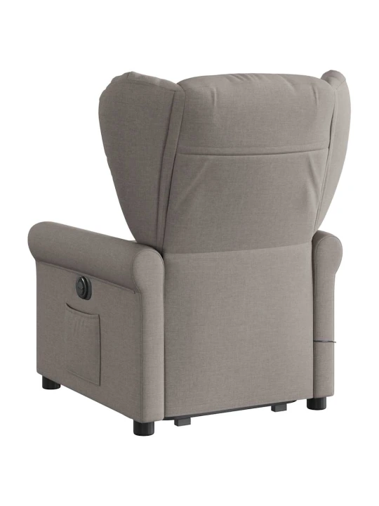 Elektrické zvedací masážní polohovací křeslo taupe textil