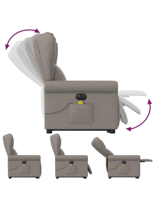 Elektrické zvedací masážní polohovací křeslo taupe textil