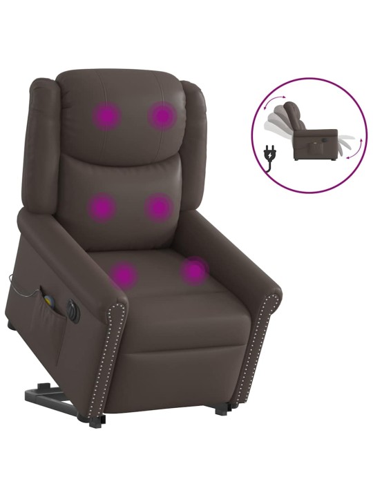 Elektrické zvedací masážní polohovací křeslo umělá kůže