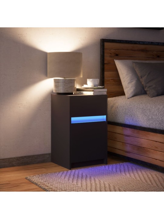 Noční stolek s led osvětlením černý kompozitní dřevo