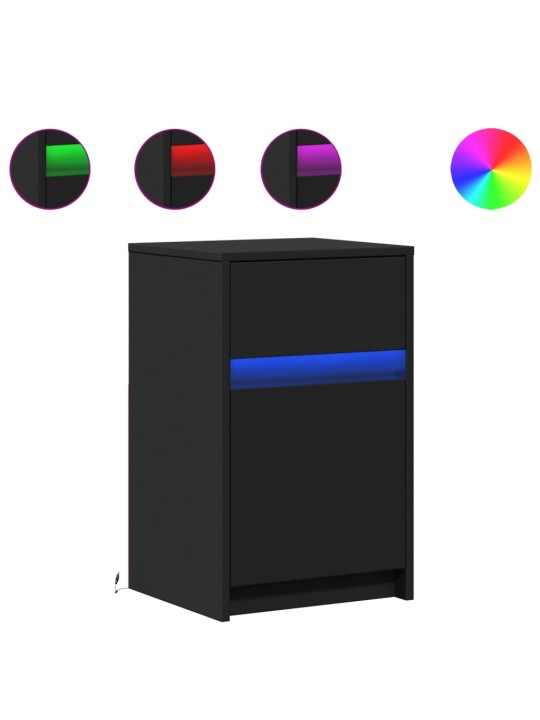 Noční stolky s LED osvětlením 2 ks černé kompozitní dřevo