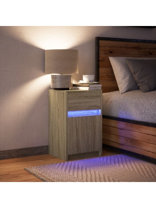 Noční stolek s LED osvětlením dub sonoma kompozitní dřevo