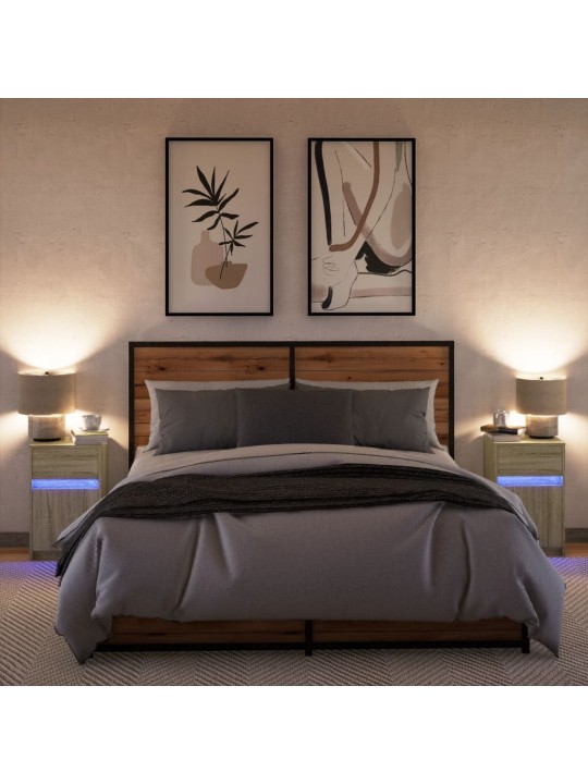 Noční stolky s LED osvětlením 2 ks dub sonoma kompozitní dřevo