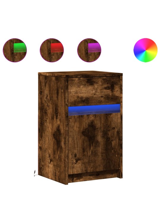 Noční stolek s led osvětlením kouřový dub kompozitní dřevo