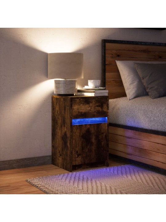 Noční stolek s led osvětlením kouřový dub kompozitní dřevo