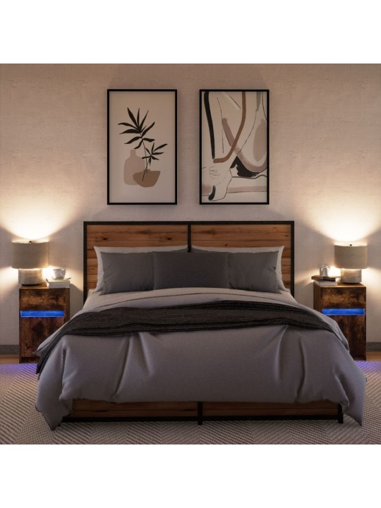 Noční stolky s led osvětlením 2 ks kouřový dub kompozitní dřevo