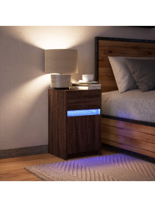 Noční stolek s led osvětlením hnědý dub kompozitní dřevo