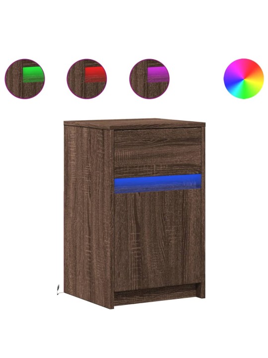 Noční stolky s led osvětlením 2 ks hnědý dub kompozitní dřevo