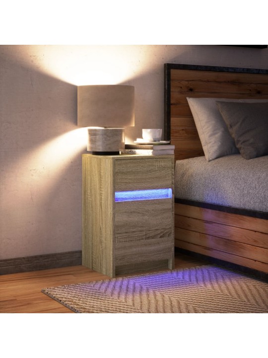 Noční stolek s led osvětlením dub sonoma kompozitní dřevo