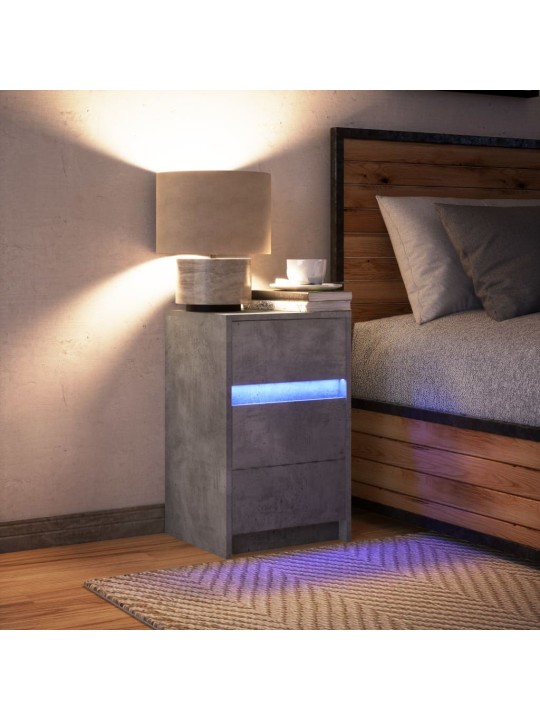 Noční stolek s led osvětlením betonově šedý kompozitní dřevo