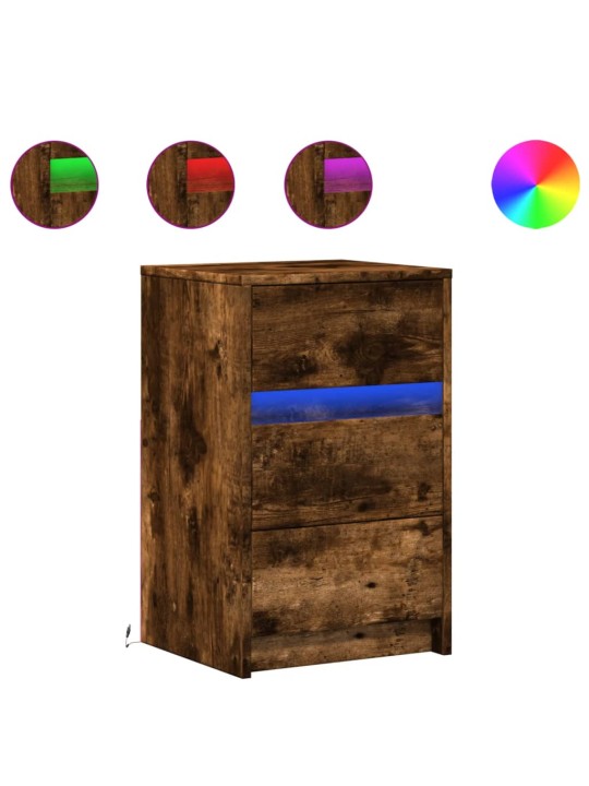 Noční stolek s led osvětlením kouřový dub kompozitní dřevo
