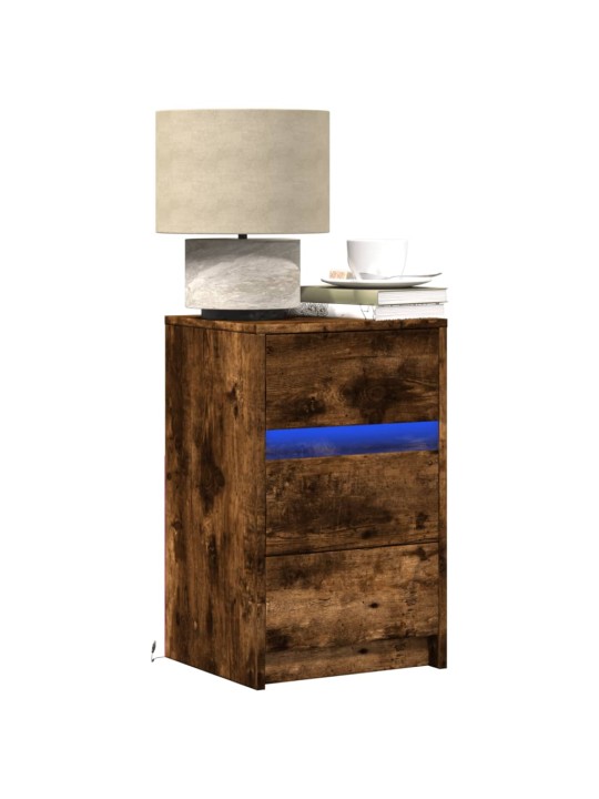 Noční stolek s led osvětlením kouřový dub kompozitní dřevo