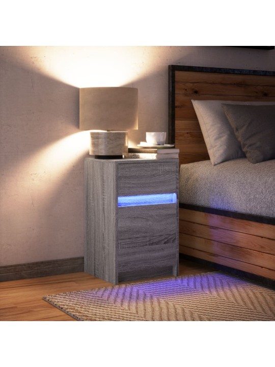 Noční stolek s led osvětlením šedý sonoma kompozitní dřevo