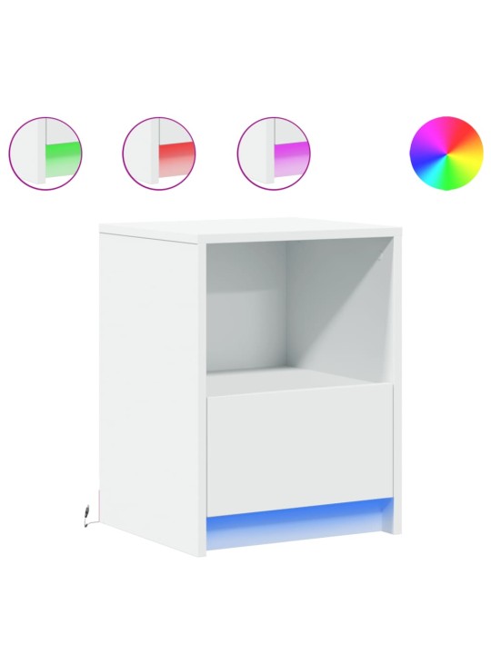 Noční stolek s LED osvětlením bílý kompozitní dřevo