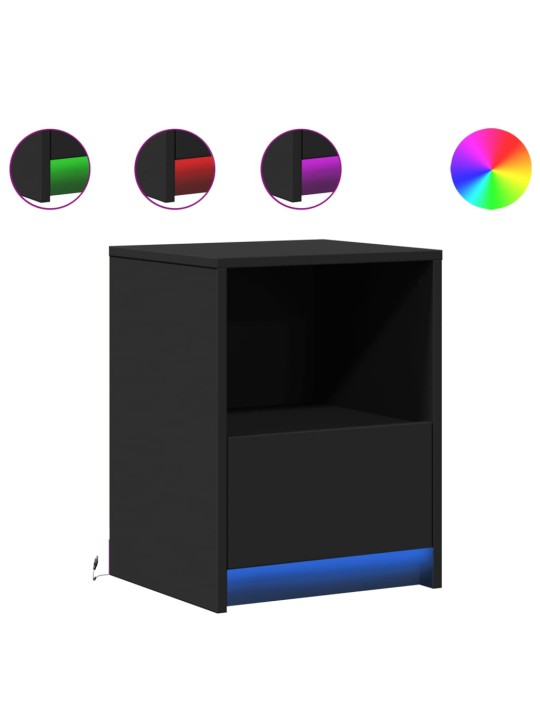Noční stolky s LED osvětlením 2 ks černé kompozitní dřevo