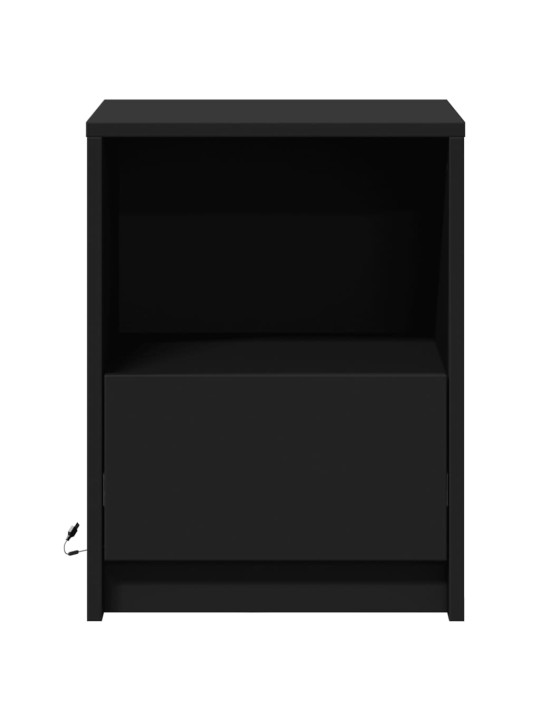 Noční stolky s LED osvětlením 2 ks černé kompozitní dřevo