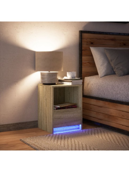 Noční stolek s LED osvětlením dub sonoma kompozitní dřevo