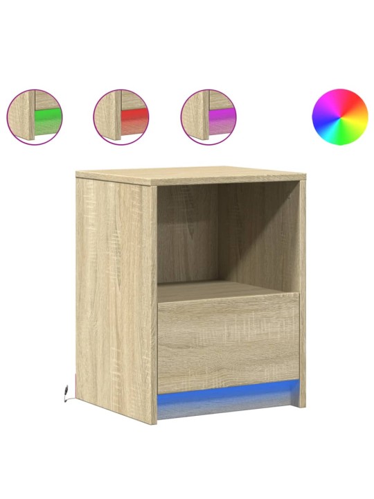 Noční stolky s LED osvětlením 2 ks dub sonoma kompozitní dřevo